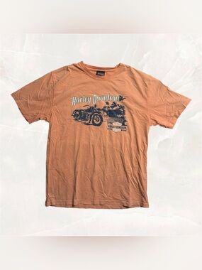 Harley Davidson Motorcycles Belize Orange 565 Windsor Cotton Shirt Mens Large